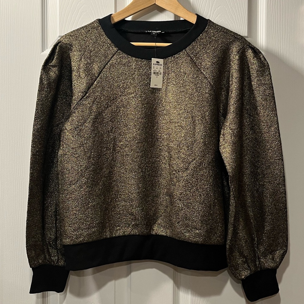 Gold and Black Cropped Sweatshirt